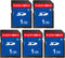 elecacc SD Card 1GB, 5 Pack SD Card Class 4 Flash Memory Card