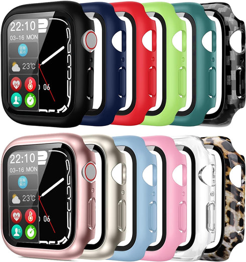Pocoukate Screen Protector for 41mm Apple Watch Series 7, 8, 9, 12 Pack Tempered Glass Protective Cover Bumper