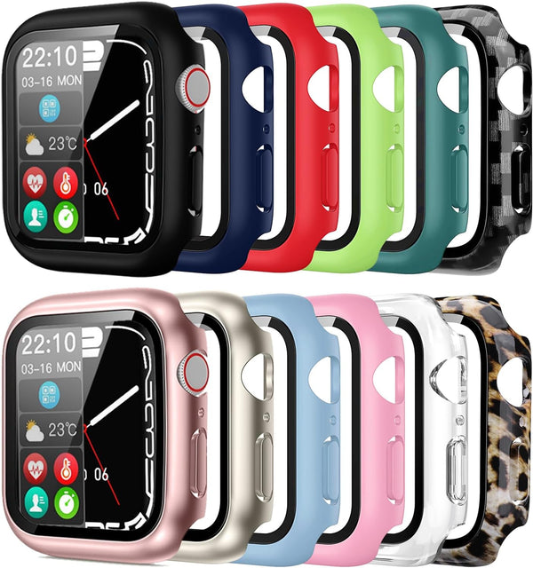 Pocoukate Screen Protector for 41mm Apple Watch Series 7, 8, 9, 12 Pack Tempered Glass Protective Cover Bumper