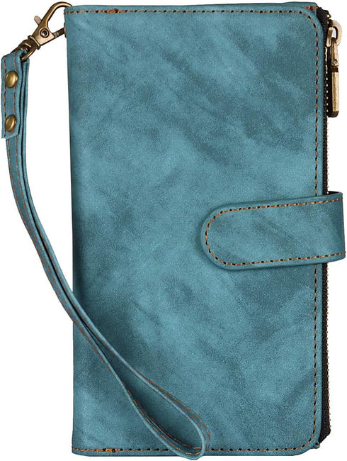 iCoverCase for iPhone 11 Wallet Case, Card Holder and Wrist Strap, PU Leather Flip Cover Case 6.1 Inch (Blue)