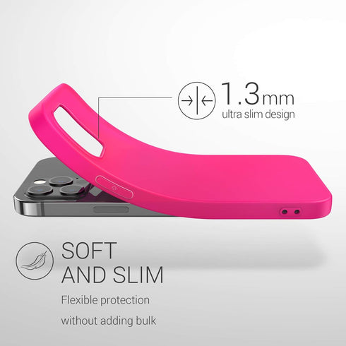 kwmobile Soft Slim Case for Apple iPhone 12 Pro Max - Protective TPU Silicone Cover - Neon Pink