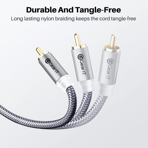 GearIT 15FT RCA Cable, 2RCA Male to Male Stereo Audio Cables for Home Theater, HDTV, Amplifiers