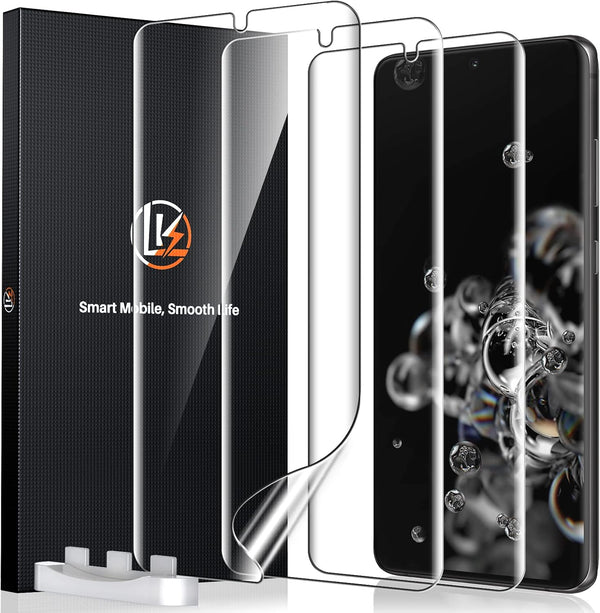 LK 3 Pack TPU Film for Samsung Galaxy S20 Ultra Screen Protector (Not Glass), Bubble Free, Case Friendly, HD Clarity