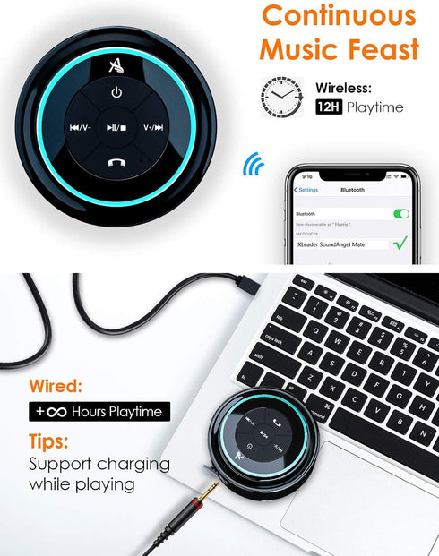 XLeader Upgraded Shower Speaker, IPX7 Waterproof Bluetooth Speaker, Portable Mini Speaker with Suction Cup and Mic for