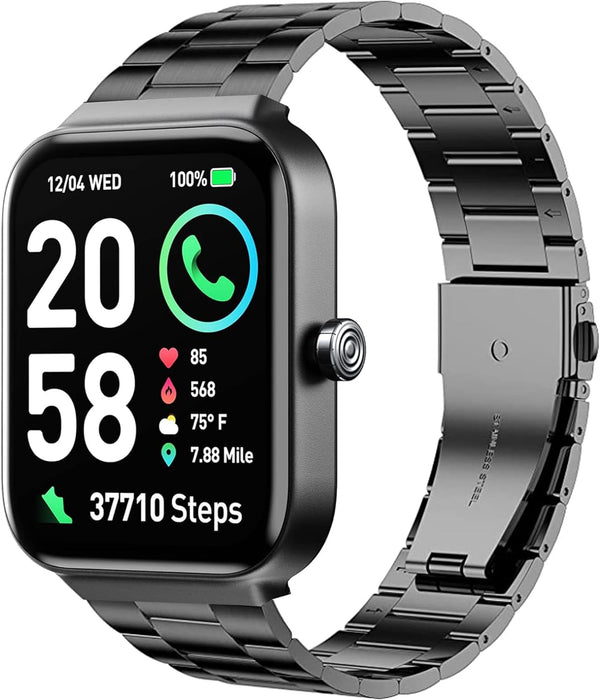 Compatible Stainless Steel Metal Replacement Strap for Fitpolo IDW15 Smart Watch, 19mm, Compatible with