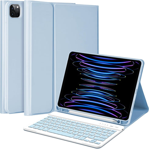 MMK iPad Pro 11 inch 4th 3rd Gen Case with Keyboard, Detachable Bluetooth Keyboard with Pencil Holder for iPad Air 5th,