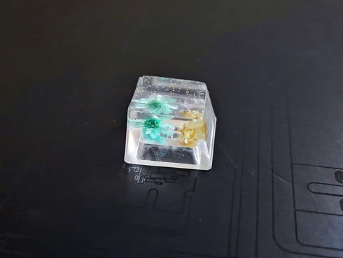 Custom Resin Artisan Escape Keycaps (OEM, R4) for Cherry MX Gaming Mechanical Keyboards, Transparent Flower Cool Esc Key Caps (Flower) by Generic