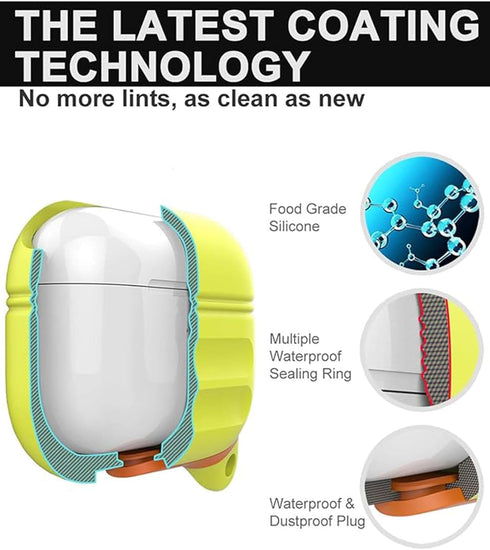 HALLEAST Waterproof AirPods 3 Case, Nightglow Yellow Silicone Cover with Front LED & Wireless Charging Support,