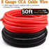 AWG 8 Gauge Wire Cable 25ft Each, Black/Red, with 60A ANL Fuse Block for Audio Speaker Wiring Kit