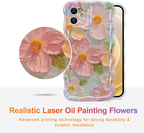 EYZUTAK Case for iPhone 11, Colorful Retro Oil Painting Printed Flower, Stylish Durable TPU Protective Case
