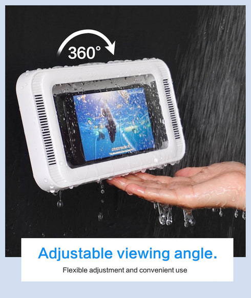 Waterproof Shower Phone Holder with 480° Rotation and Angle Adjustable, Enhanced Sound Quality, Fits Phones up to 7 Inches(White)