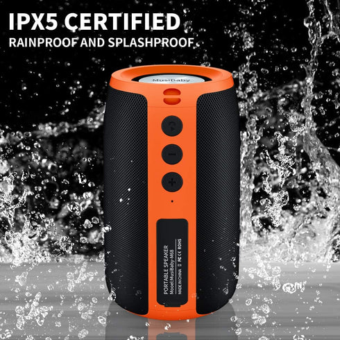 MusiBaby Bluetooth Speaker, Waterproof Wireless Outdoor Portable Speaker with Stereo Sound, Booming Bass, Bluetooth