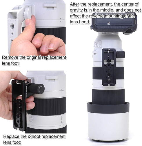 iShoot Lens Collar Replacement Foot, Tripod Mount Rings Compatible with Sony FE 200-600mm f/5.6-6.3 G OSS Lens