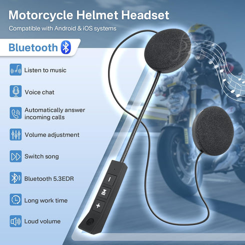 Motorcycle Helmet Bluetooth Headset - Outdoor Waterproof Sports Hands Free Speakers Headset,Automatic Call Wireless Motorcycle Headset,15 Hours Playing time Sound Headphones