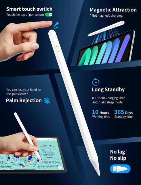 AYNSRTN A16/10/9/8/7/6th 13/12.9/11" M5/M4, M3/M2/5/4/3, 6/5 Pencil for Apple iPad Gen, Pro Air Mini Stylus Pen