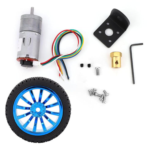 DC 6V DIY Encoder Gear Motor with Mounting Bracket 65mm Wheel Kit