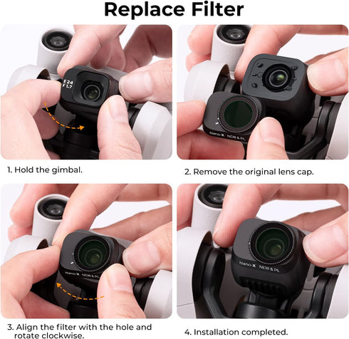 K&F Concept Mini 3/Mini 3 Pro Circular Polarizers - CPL Filter Compatible with DJI Mini 3/Mini 3 Pro Drone
