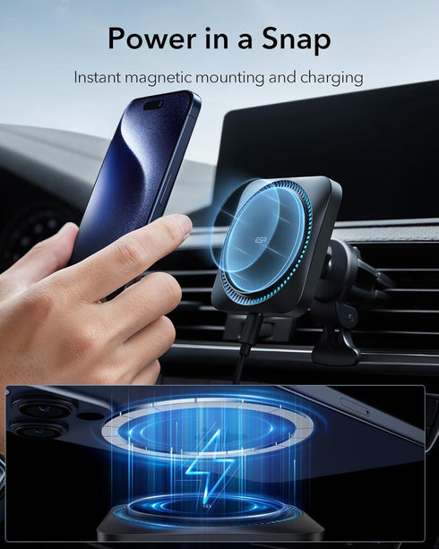 ESR for MagSafe Car Mount Charger with CryoBoost, Phone Cooling MagSafe Car Charger, Magnetic Wireless Car Charger, Air
