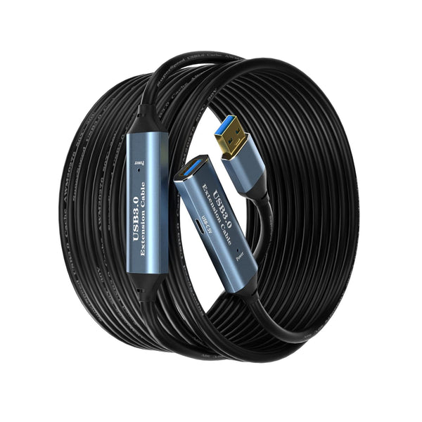 USB 3.0 Extension Cable 33FT, Type A Male to Female Active Extender Cord with USB-C Charging Port, for Webcam