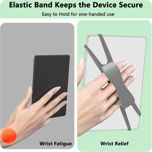 Fotbor 3 Pack 4.7-8" Ergonomic Hand Strap for Kindle & Tablets - Lying Reading Essential - Non-Slip Anti-Fall