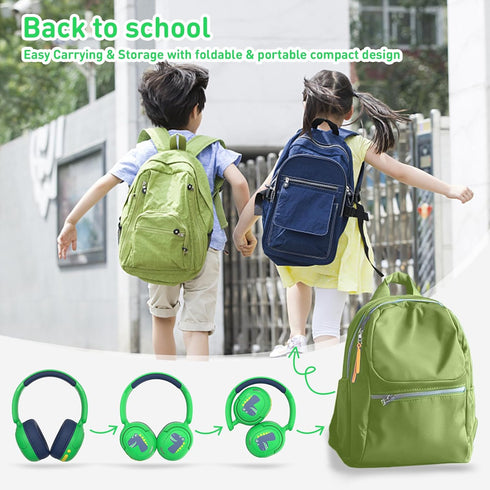 JBUNION 75/85/94dB 3.5mm Headset Bluetooth Kids Headphones, Wireless Headphones for Kid with Mic, Volume Limited