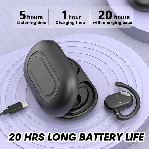 Purple Open Ear Headphones, Wireless 5.4 Bluetooth Hanging Earphones, TWS Earbuds with Ear Loops