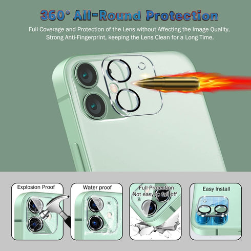 QHOHQ iPhone 12 Screen Protector 3 Pack, Ultra HD, 9H Hardness, Scratch Resistant, with 2 Tempered Glass Lens