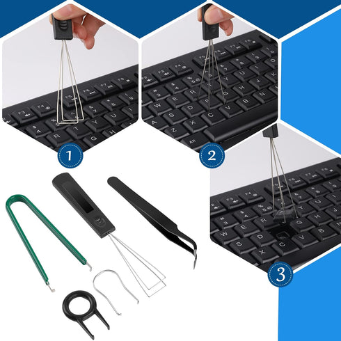 5 Pcs Keyboard Puller Set, Stainless Steel Keycap Remover Kit, Keyboard Cleaning Tools with Keycap Tweezers for