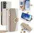 Asuwish Wallet Phone Case for Samsung Galaxy S21 FE 5G - White, with Screen Protector, Mirror Flip, Card Holder & Strap.