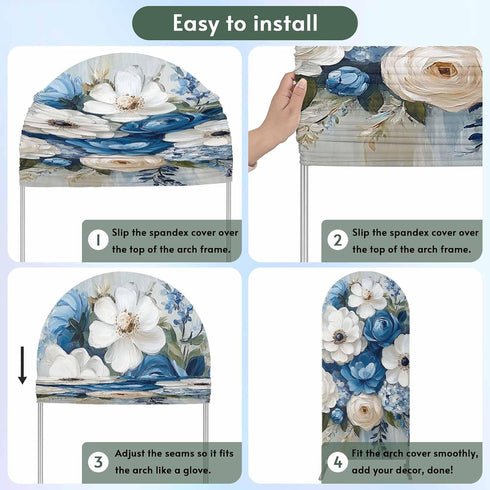 Jnbasdffb 6.6 Country Hydrangeas Flower Wedding Arch Cover,Stretchy Spandex Arch Backdrop Stand Covers FT,Blue White