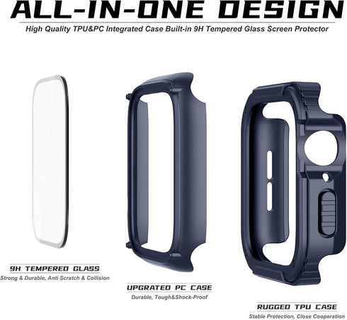 Recoppa Rugged Apple Watch Case 41mm Series 7 & 8 & 9 with Screen Protector, Durable Military Grade Drop-proof Cover