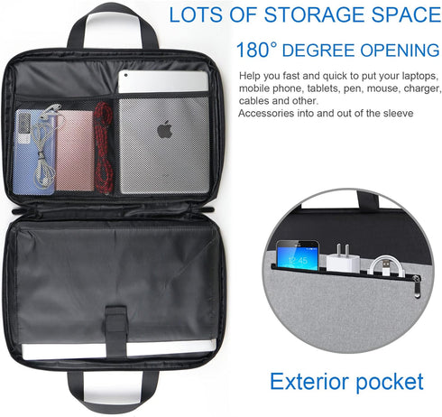 Laptop Sleeve, Slim Durable Notebook Protection Case for 14 15 15.4 Inch MacBook Pro HP Dell Acer Asus, Black/Grey
