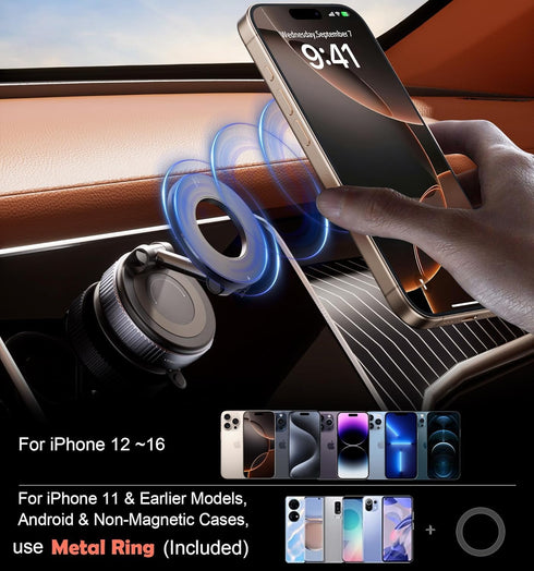 Generic 2026 360 96LBS Premium Upgraded Vacuum Magnetic Car Phone Holder Reinforced Ultra Suction Cup Phone Mount