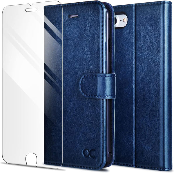 OCASE Wallet Case for iPhone SE 2022 5G, iPhone 7/8/SE 2020, PU Leather Flip Folio Phone Cover, Blue