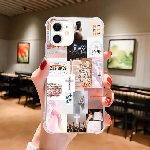 Christian Aesthetic Collage Case Compatible with iPhone 12 and iPhone 12 Pro, Jesus Faith Cross Case for iPhone 12 and iPhone 12 Pro, Trendy Cool TPU Phone Case Cover