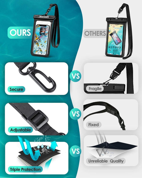 Hiearcool Waterproof Phone Bag for iPhone, 4-Pack Travel Essentials Must Haves, Black Pouch Accessories