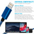 iPhone Charger Lightning Cable, 1 Pack 6 ft Blue/White Nylon Braided USB Charging High Speed Data Sync for iPhone