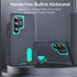 BaHaHoues Samsung Galaxy S24 Ultra Case, Dark Blue/Aqua Blue, with Built-in Kickstand, Shockproof/DropProof Military