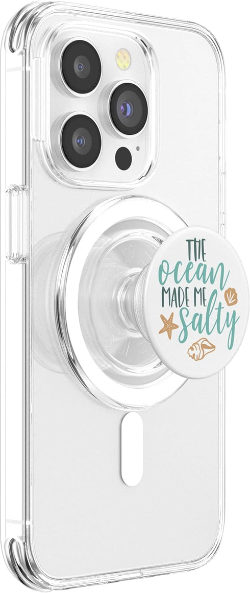 grafikGear The Ocean Made Me Salty Funny Inspirational Beach Quote PopSockets PopGrip for MagSafe
