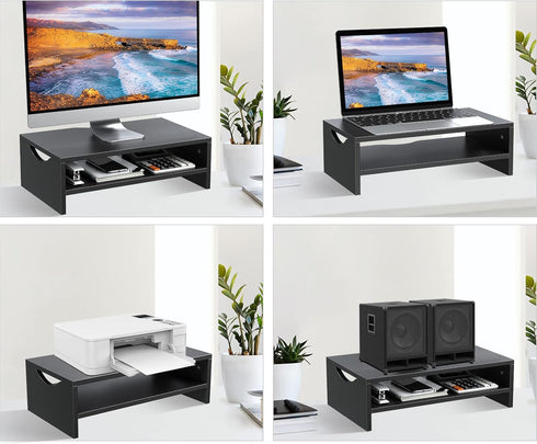 Zimilar Monitor Stand Riser, 2 Tiers Laptop Computer Riser for PC Screen, Wooden Storage Organizer