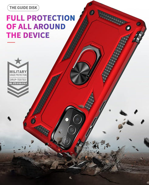 for Samsung A52 Case - Galaxy A52 Military-Grade Ring Holder Kickstand Shockproof Cover with HD Protector