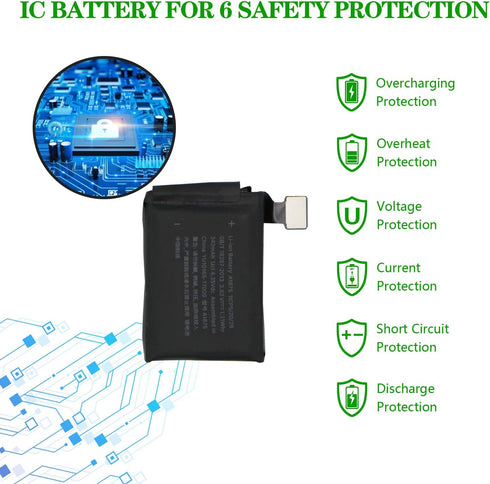 ASDAWN A1875 Battery Replacement, Compatible with Apple Watch Series 3 42mm, Repair Tool Set + Back Cover Adhesive