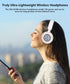 Wireless On-Ear Headphones Bluetooth with Microphone, Lightweight Foldable Wireless Headphones, Built-in LED Lights, FM