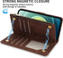 ZZXX for iPhone 12 Mini Wallet Case - Premium Soft PU Leather Zipper Flip Folio with Wrist Strap