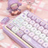 PBT Keycaps - MOA Profile 132 Keys Dye Sublimation Purple Cute Cat Customized Keycaps for ANSI Layout Cherry MX Switches