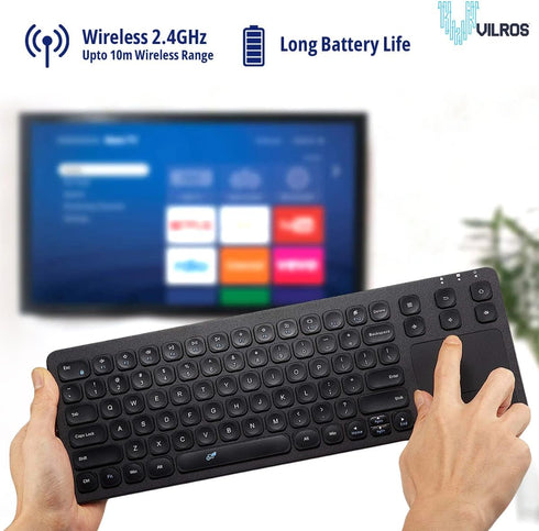 Vilros 2.4G Wireless & Wired Touch Keyboard with Built-in Touchpad, USB Wired + 2.4G Compatible with Raspberry Pi