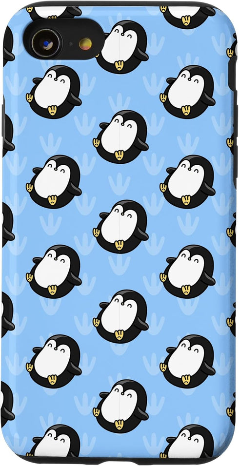 Cute Penguin Phone Case for iPhone SE (2020), 7, 8 - Light Blue Baby Animal Pattern Gifts