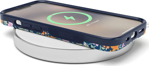 Casely iPhone 14 Plus Case | Navy Floral Full Bloom | Compatible with MagSafe