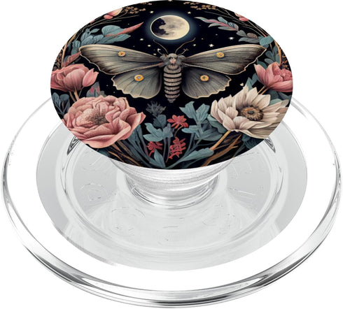 Moth Moon Flowers Astrology PopSockets PopGrip for MagSafe