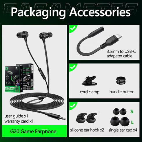 Gaming Earbuds Wired, USB C & 3.5mm Dual Plug Headphones with Mic, Stereo Bass Noise Isolating for PC/PS4/PS5/Xbox